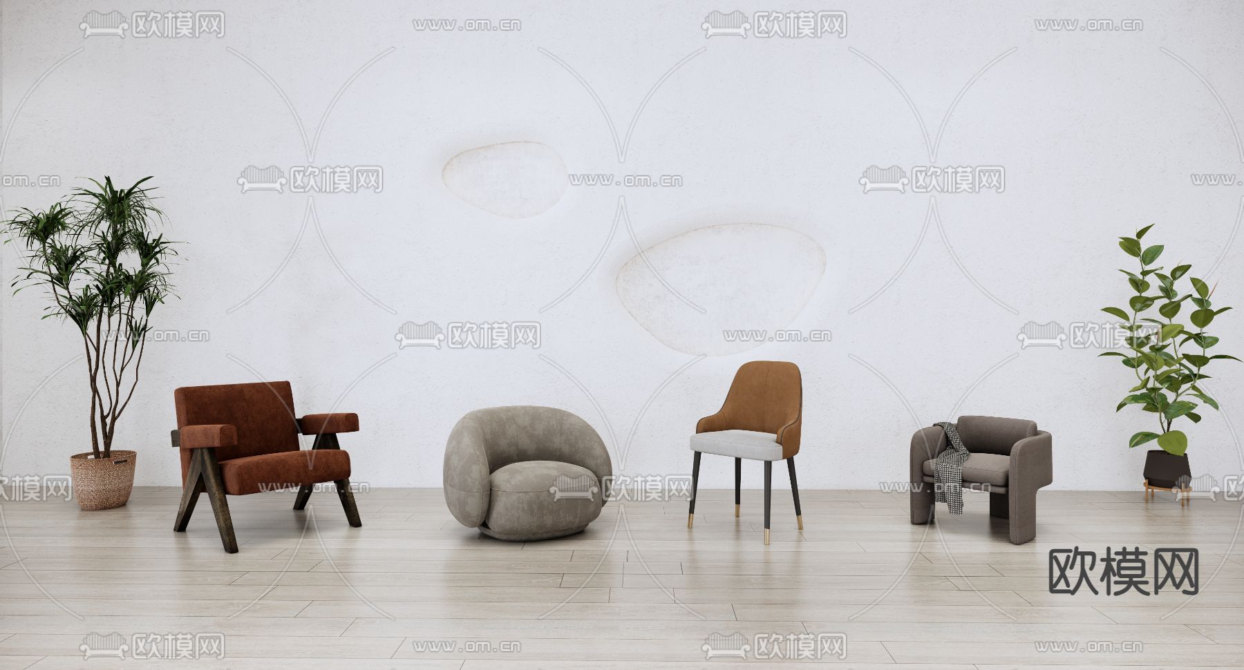 现代单人沙发su模型