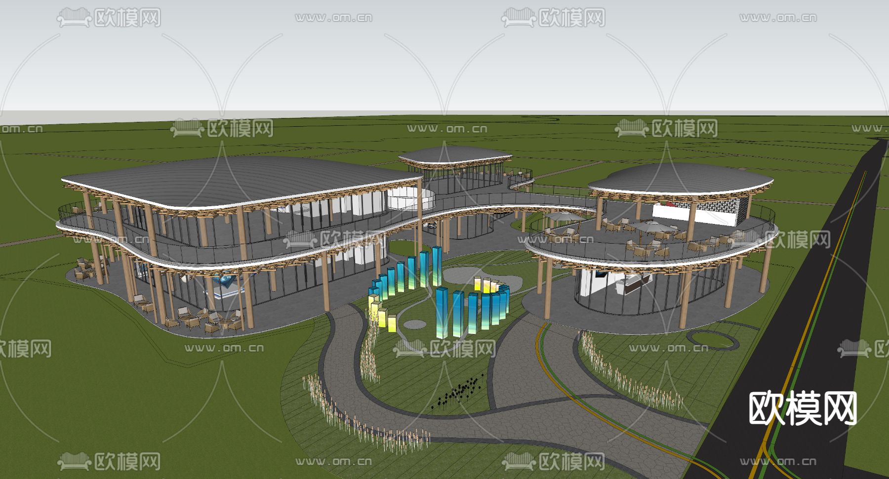 展览馆建筑 文化展示中心su模型