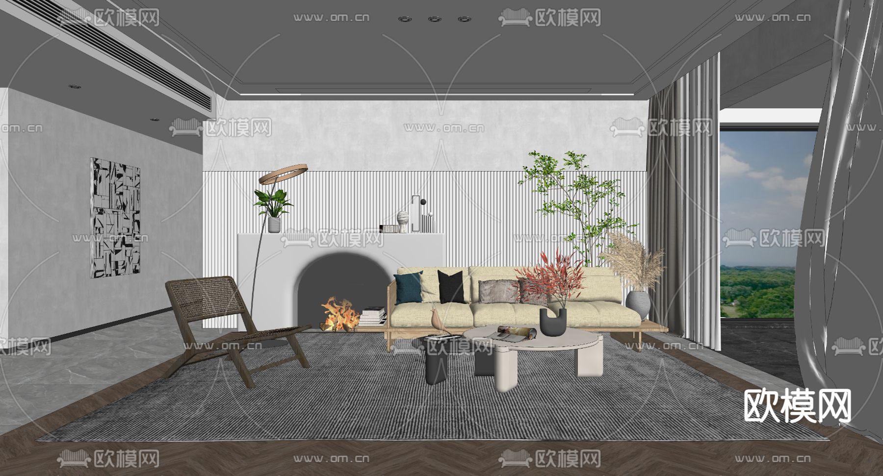 现代客厅su模型