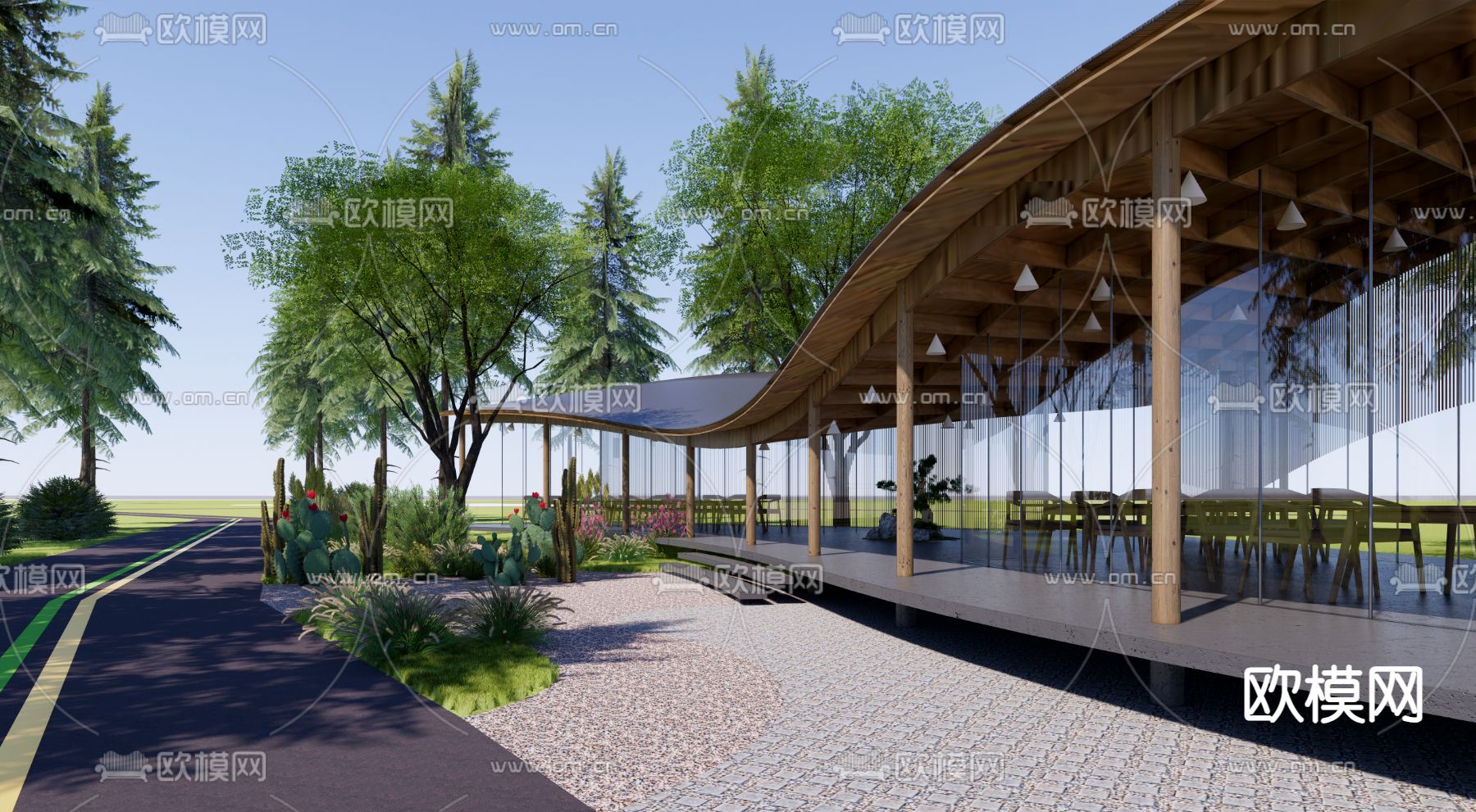 现代绿道驿站 景观驿站su模型
