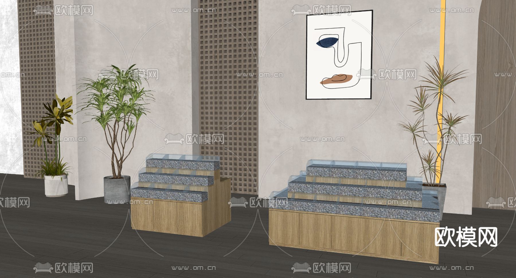 现代货柜展台su模型
