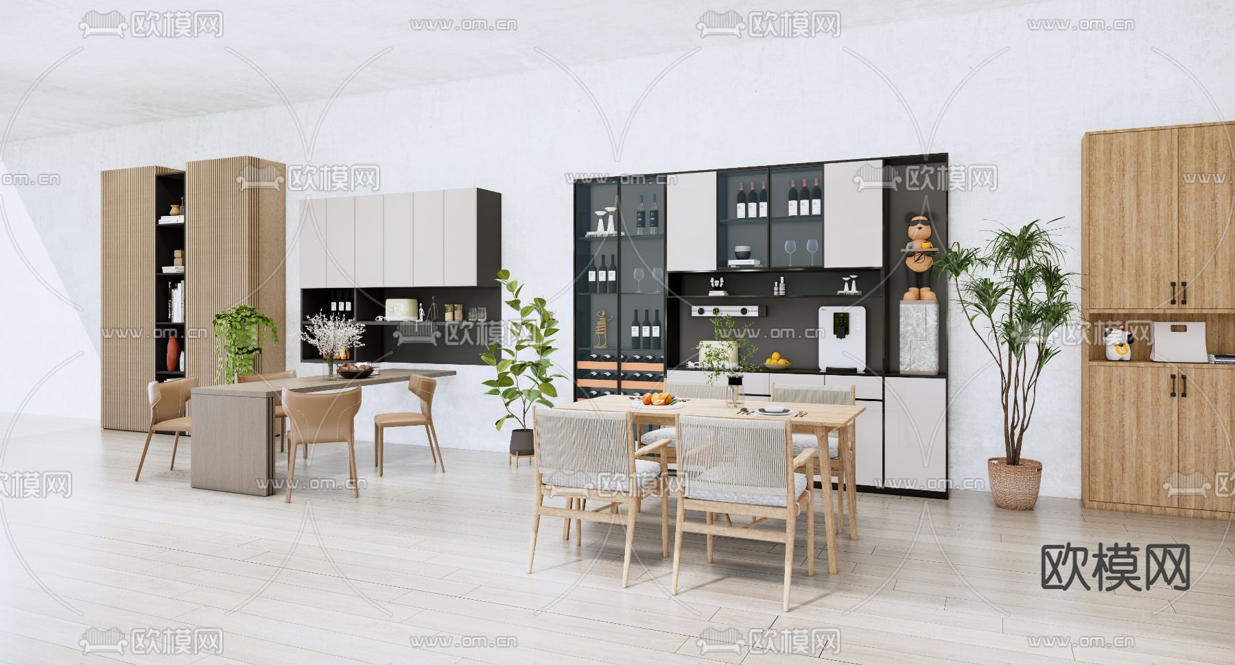 现代餐桌椅su模型下载（渲染图3）