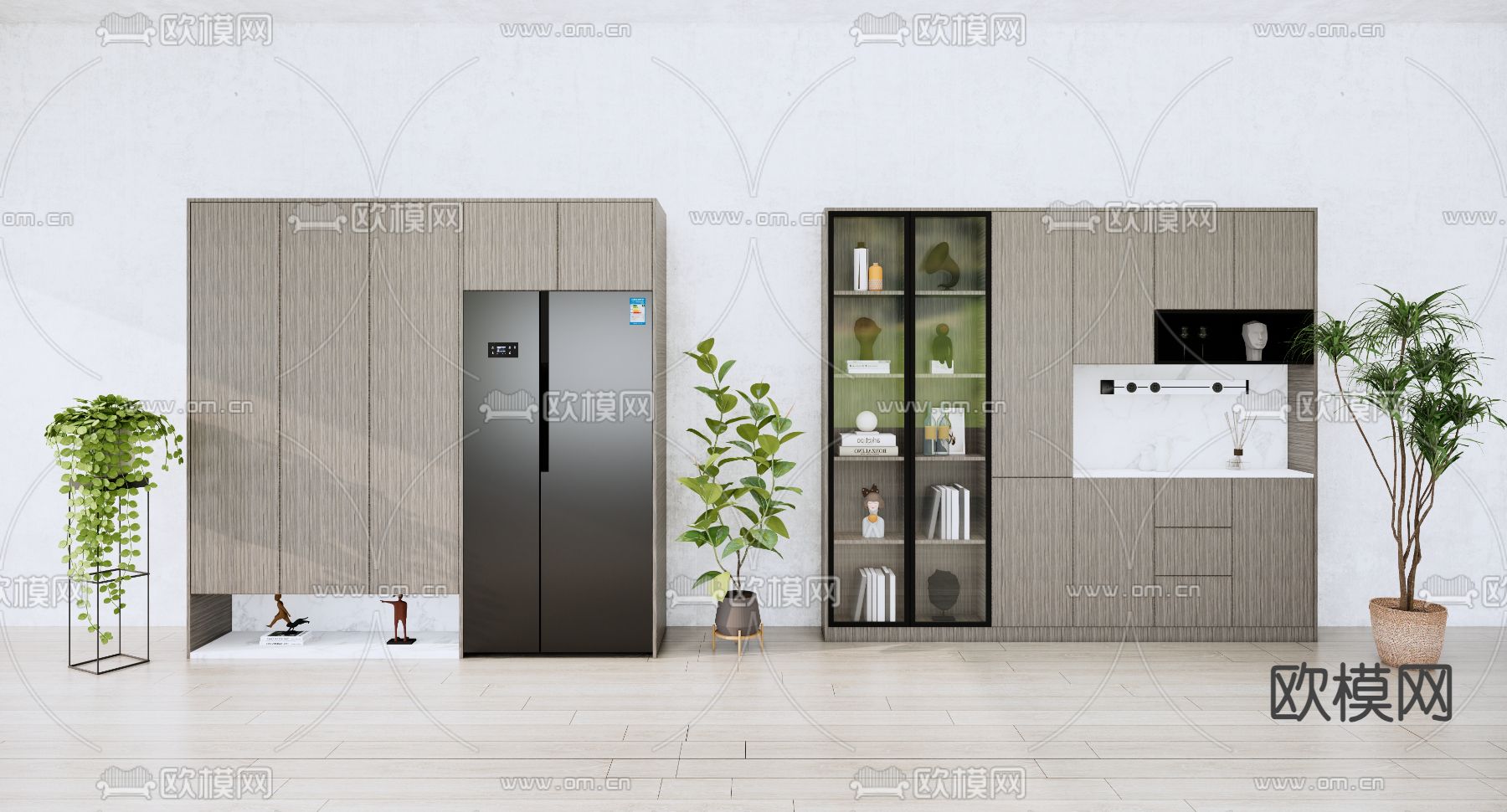 现代冰箱柜su模型