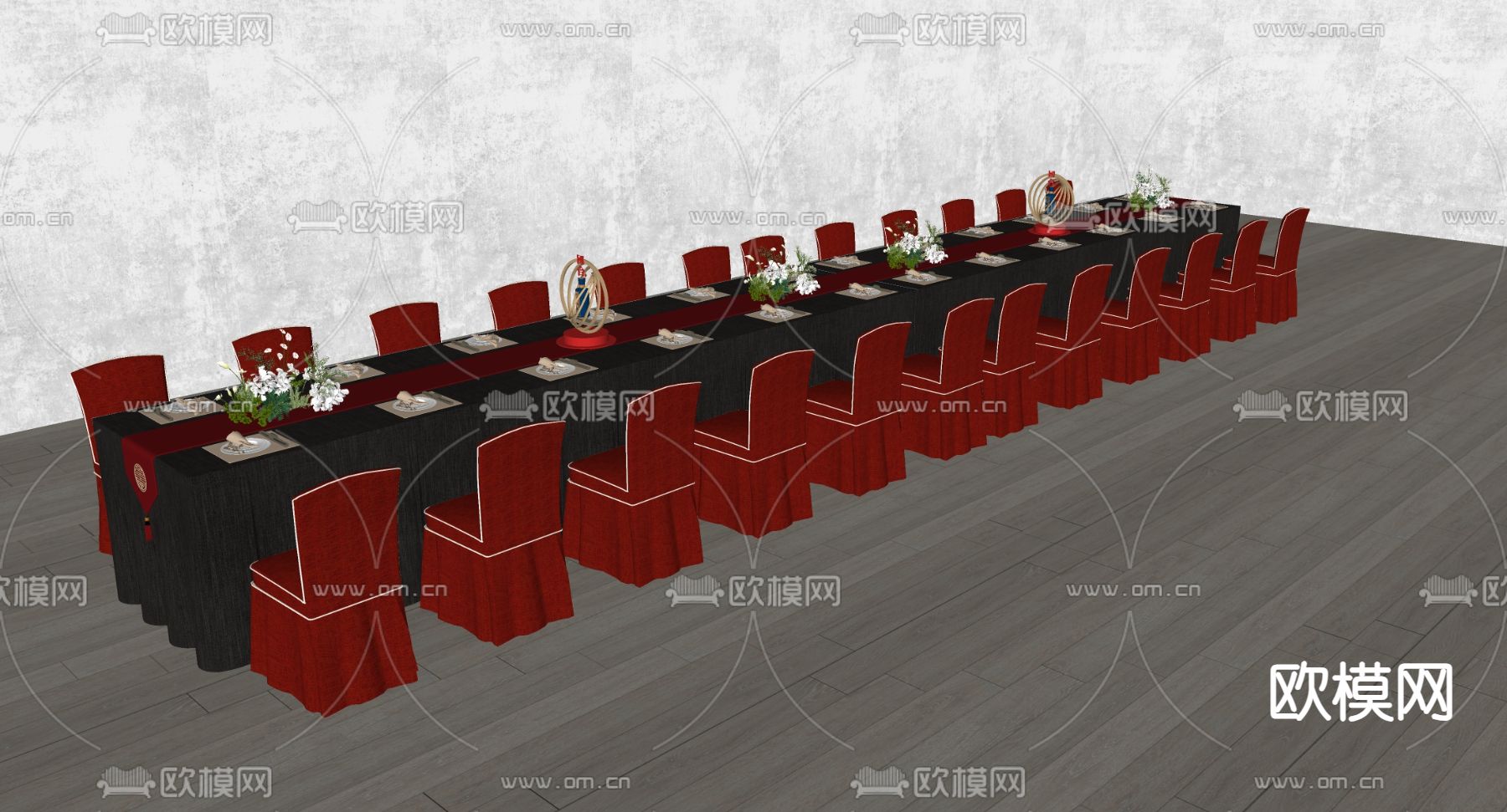 餐桌椅 宴会桌椅su模型