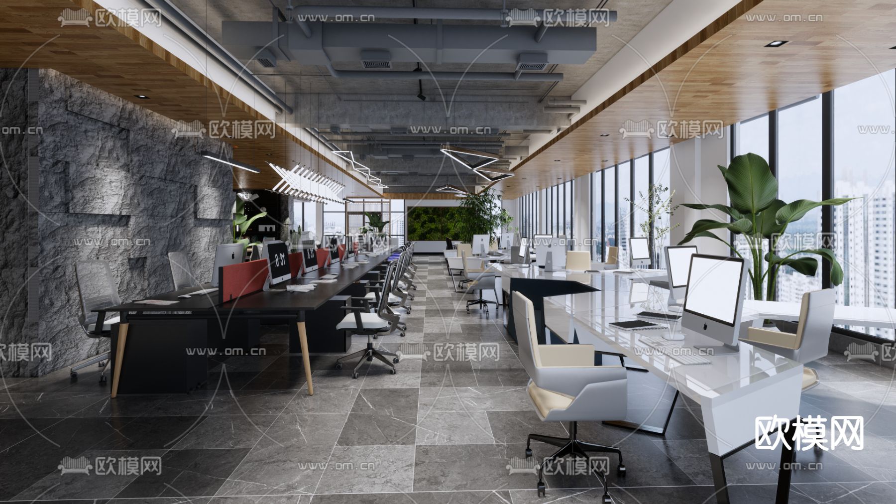 现代公共办公区su模型下载（渲染图4）