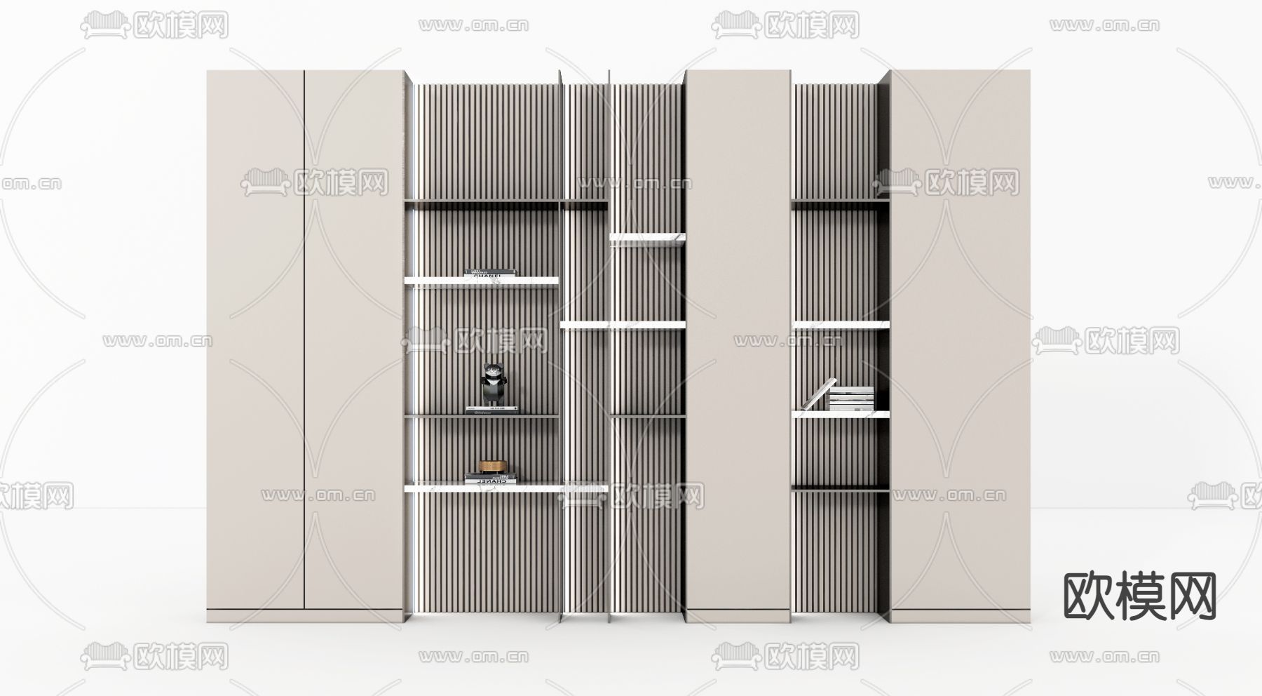 现代书柜 书架3d模型下载
