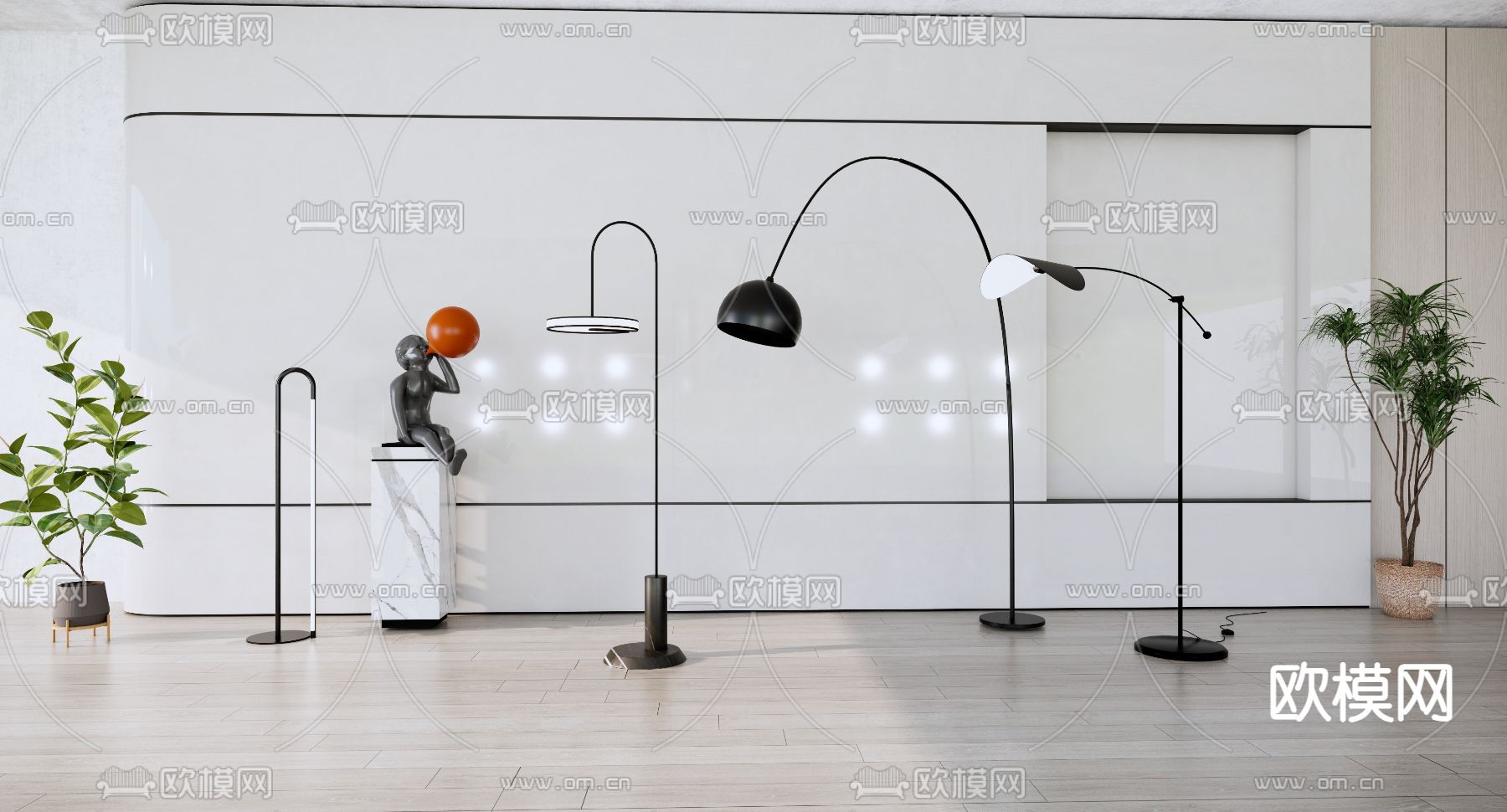 现代落地灯su模型