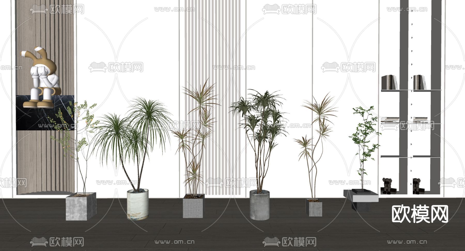 现代盆栽 盆景su模型