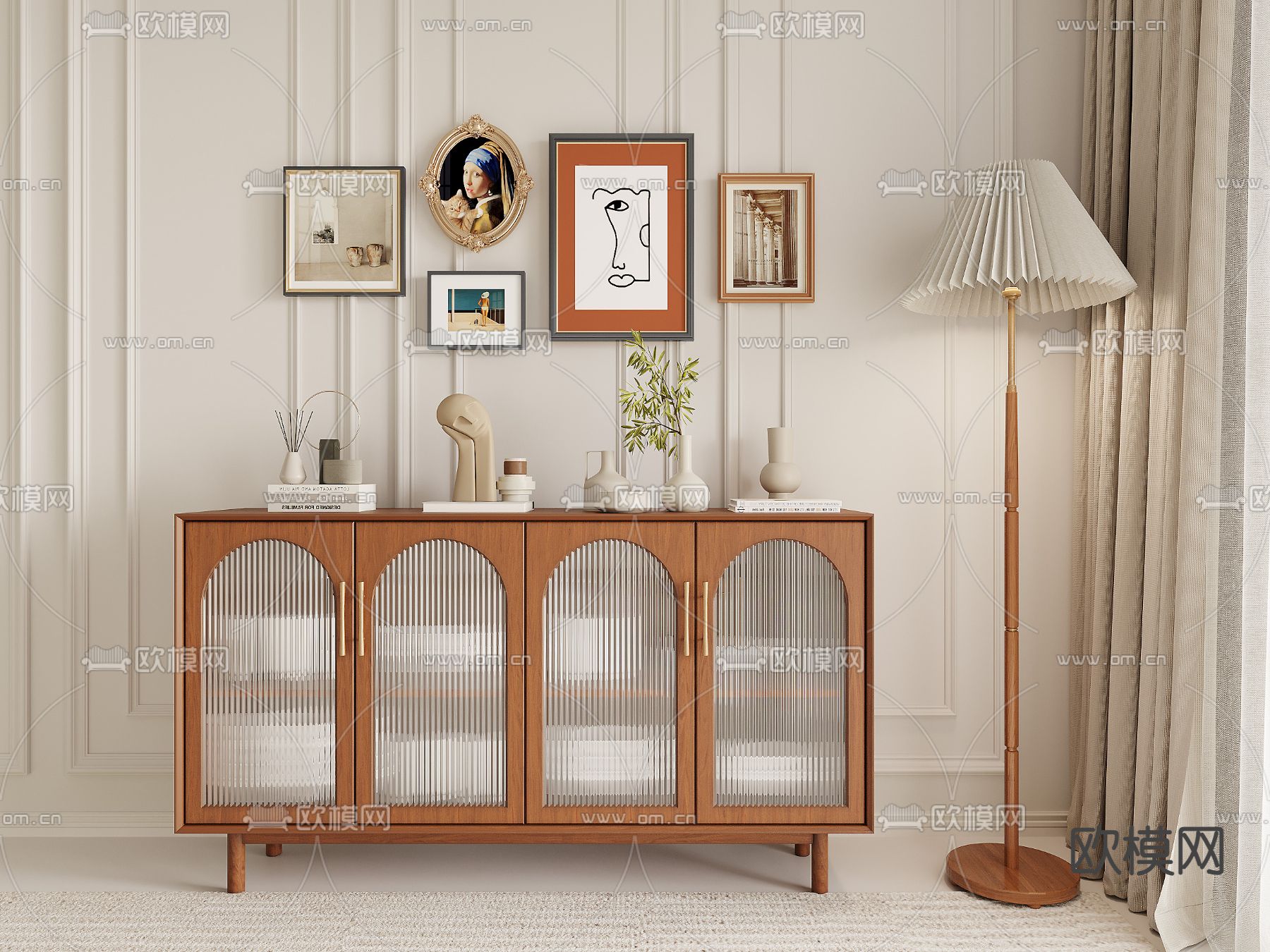 中古餐边柜3d模型下载