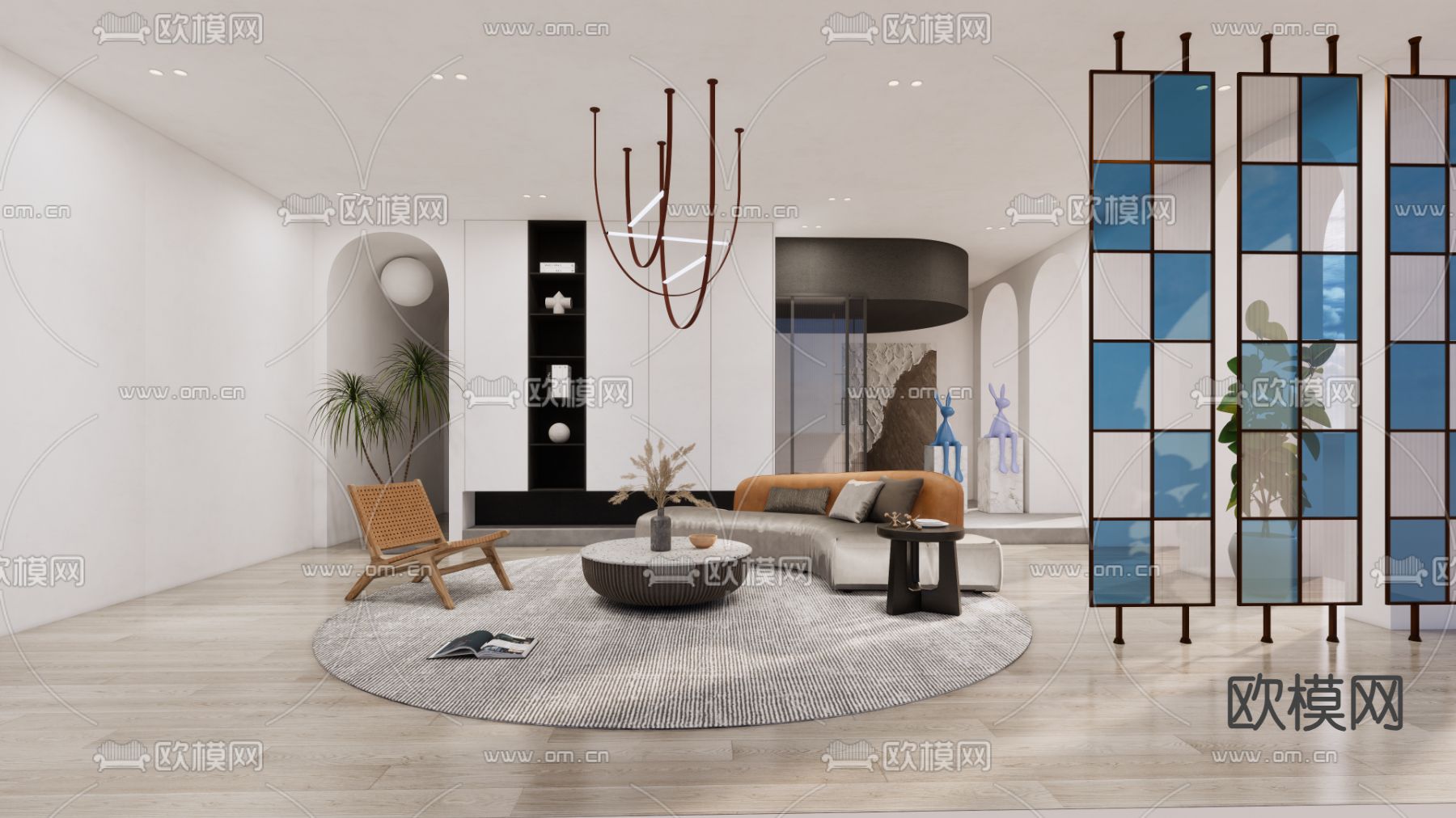 现代客厅su模型