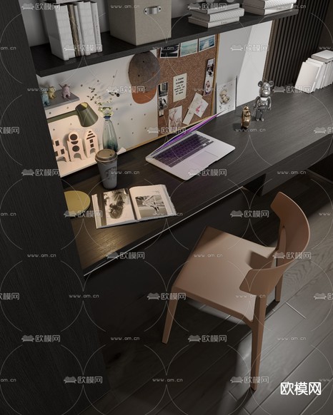 现代书房3d模型下载(渲染图2)