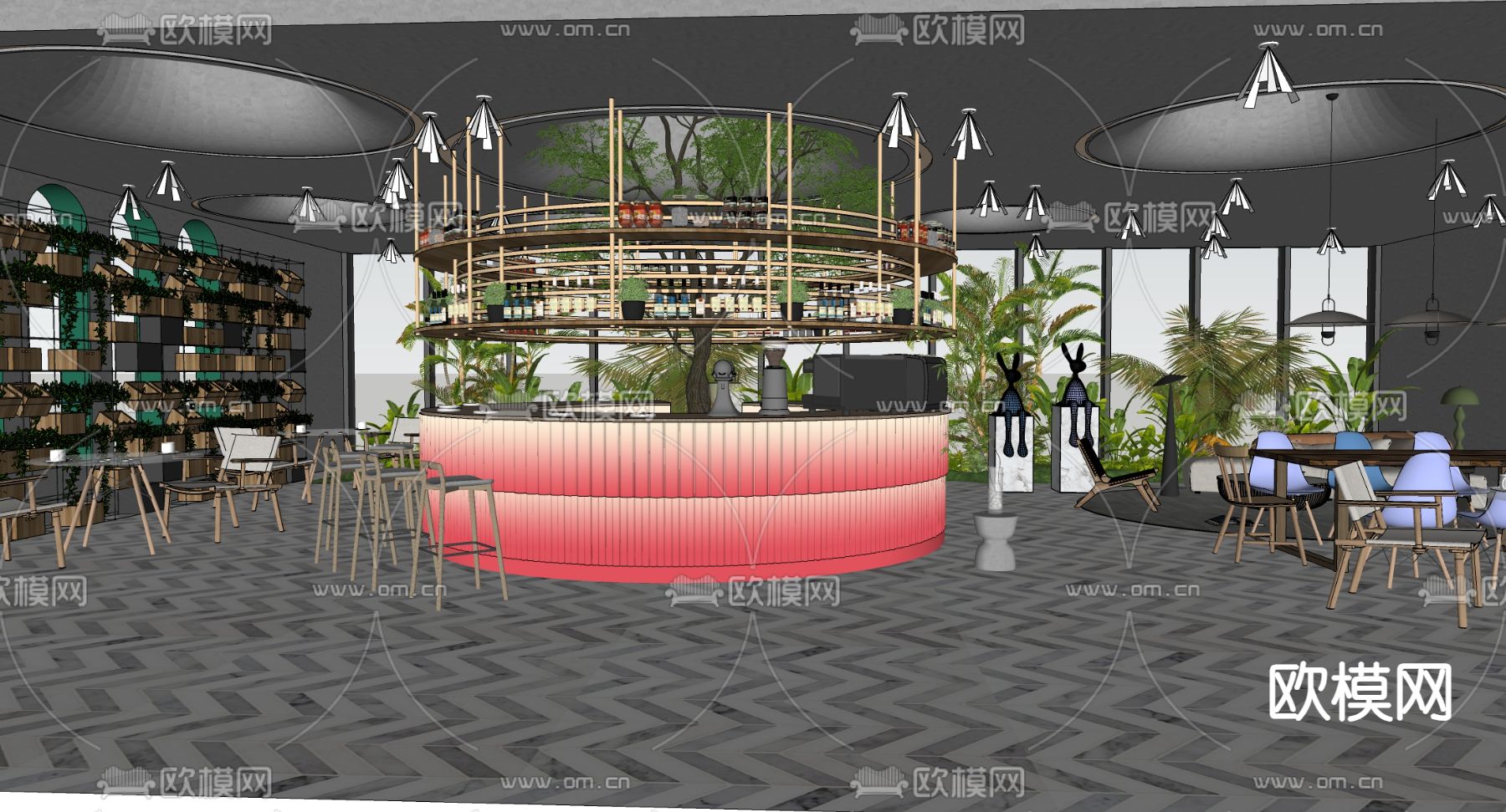现代咖啡厅su模型