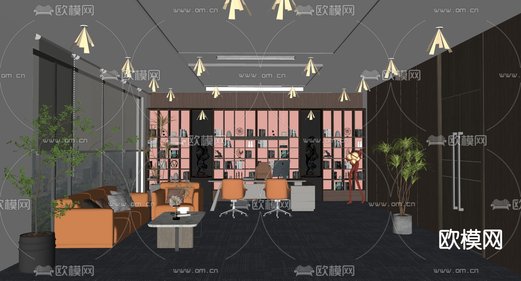 现代经理办公室su模型