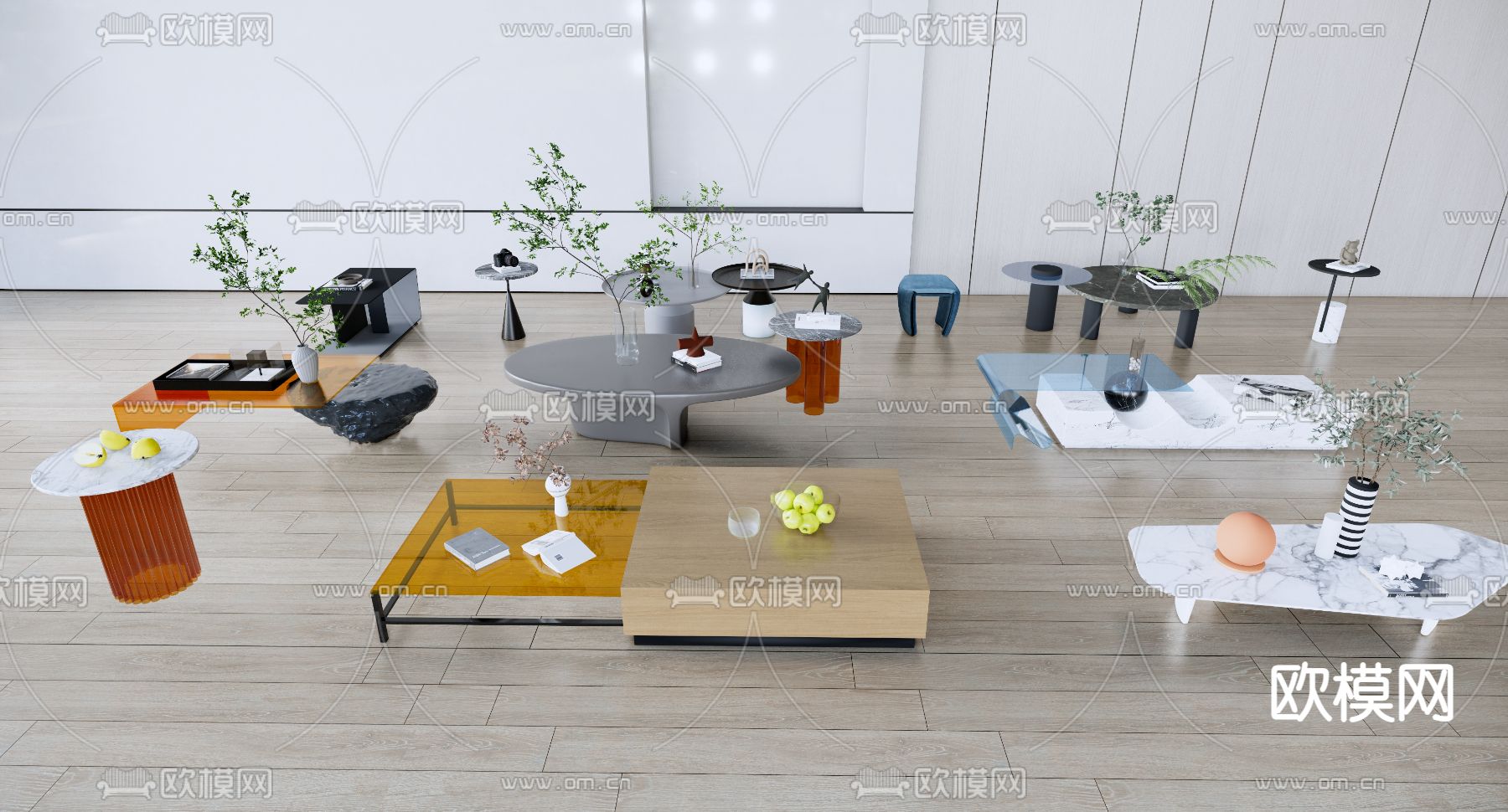 现代茶几su模型下载（渲染图1）