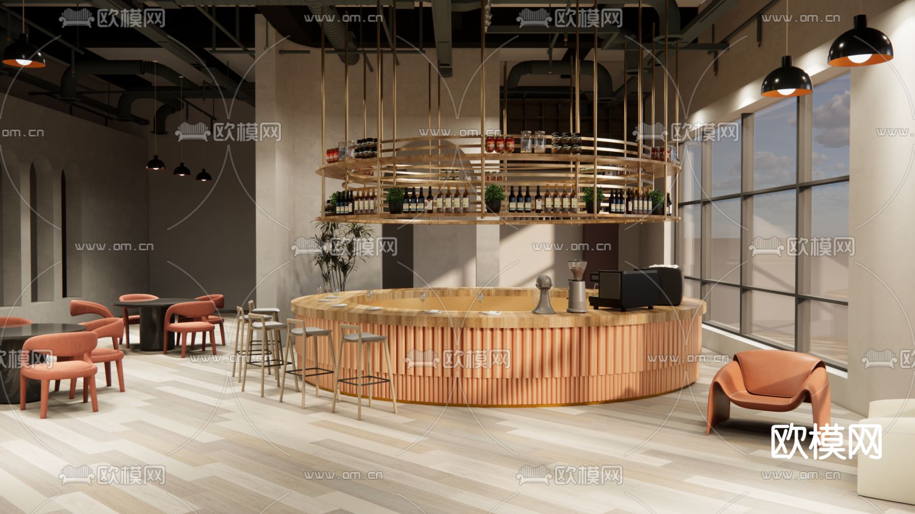 现代酒吧 吧台su模型