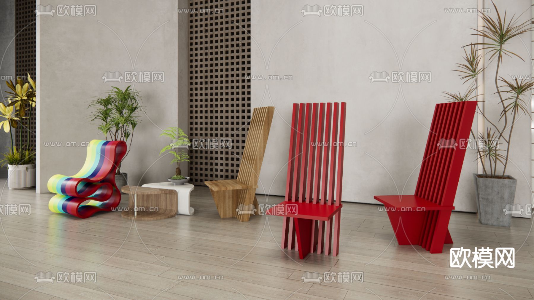 现代休闲椅su模型