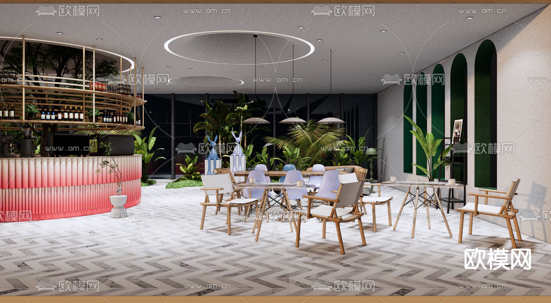 现代咖啡厅su模型
