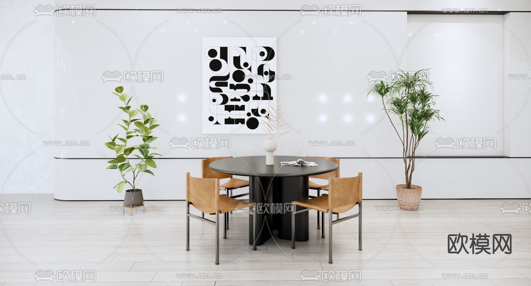 现代餐桌椅su模型