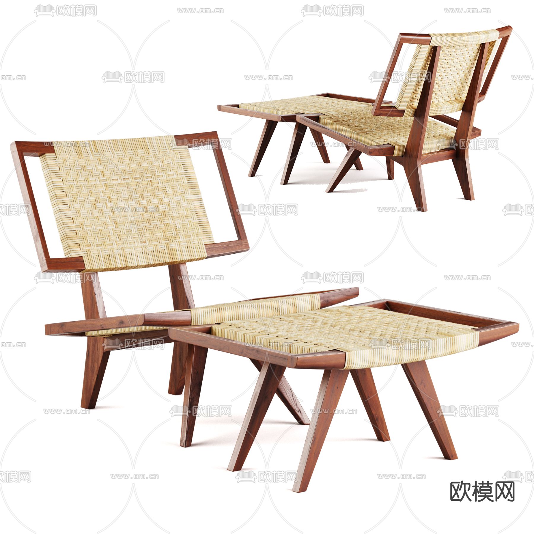 侘寂休闲椅 躺椅3d模型下载