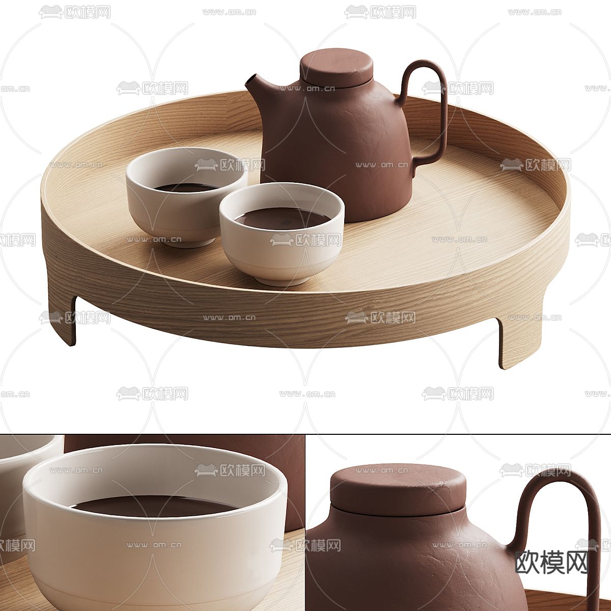 茶具 茶杯 茶壶 茶盘su模型下载（渲染图1）