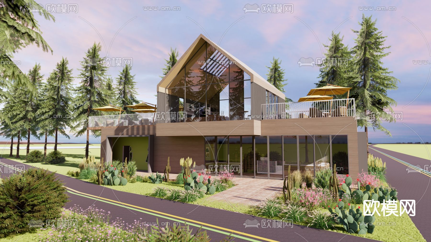 景观驿站 咖啡馆建筑su模型