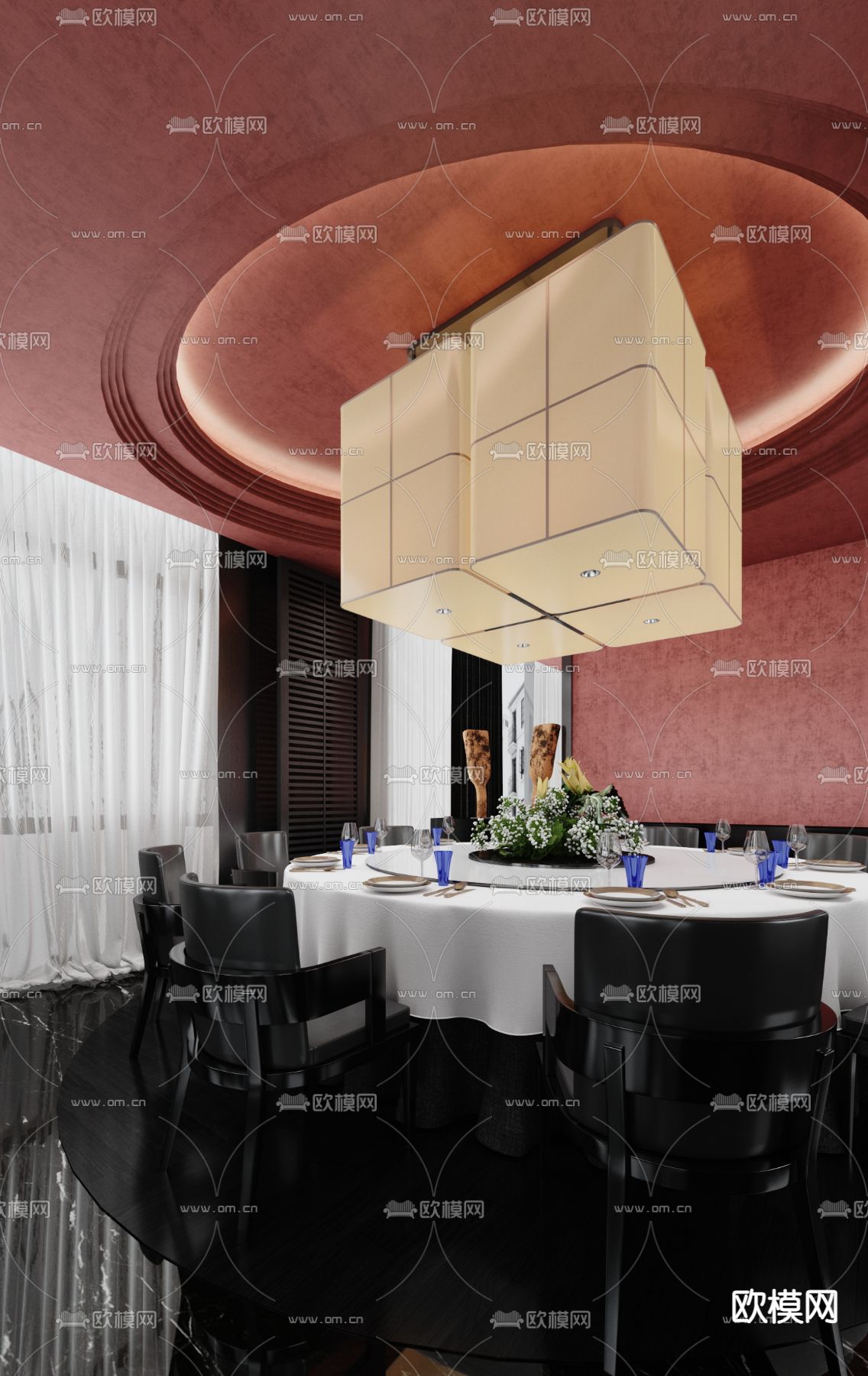 GID国际设计 餐厅包房3d模型下载