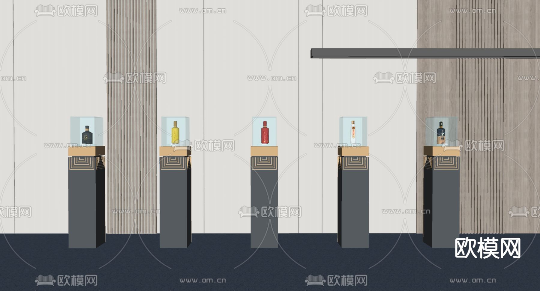 酒类展柜 玻璃展柜su模型