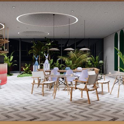 现代咖啡厅su模型