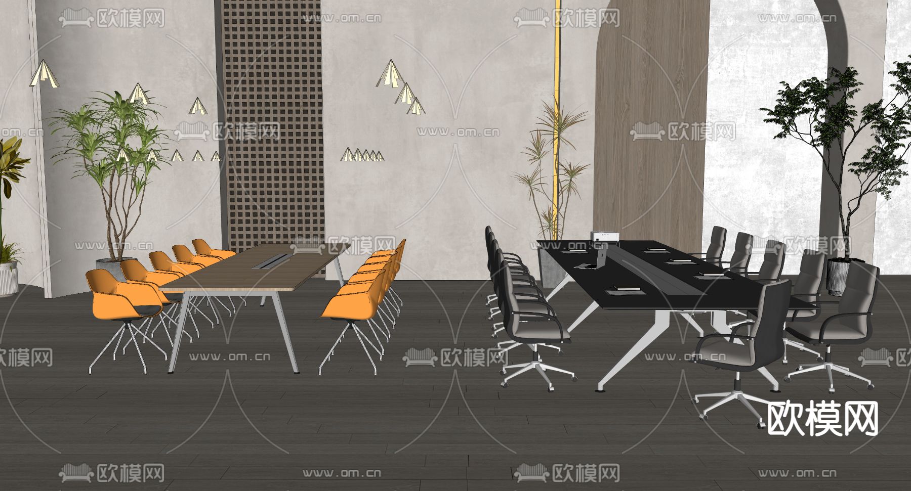 现代会议桌椅su模型