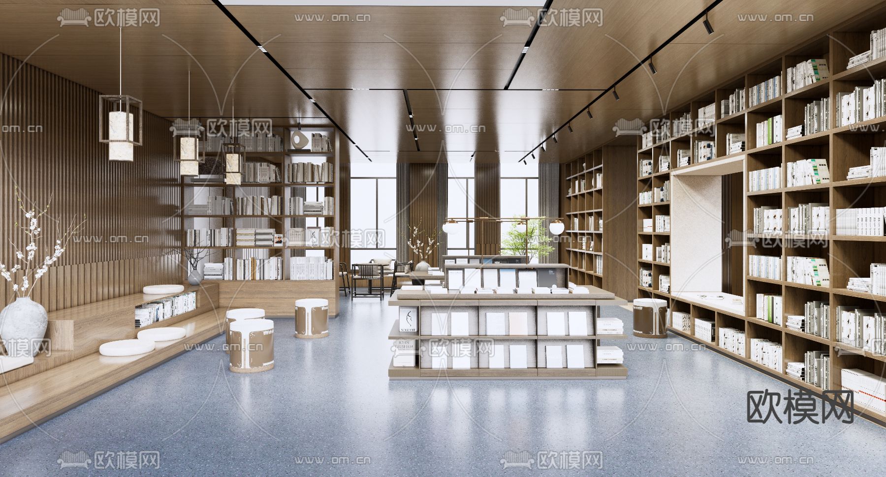 现代书店 书吧su模型