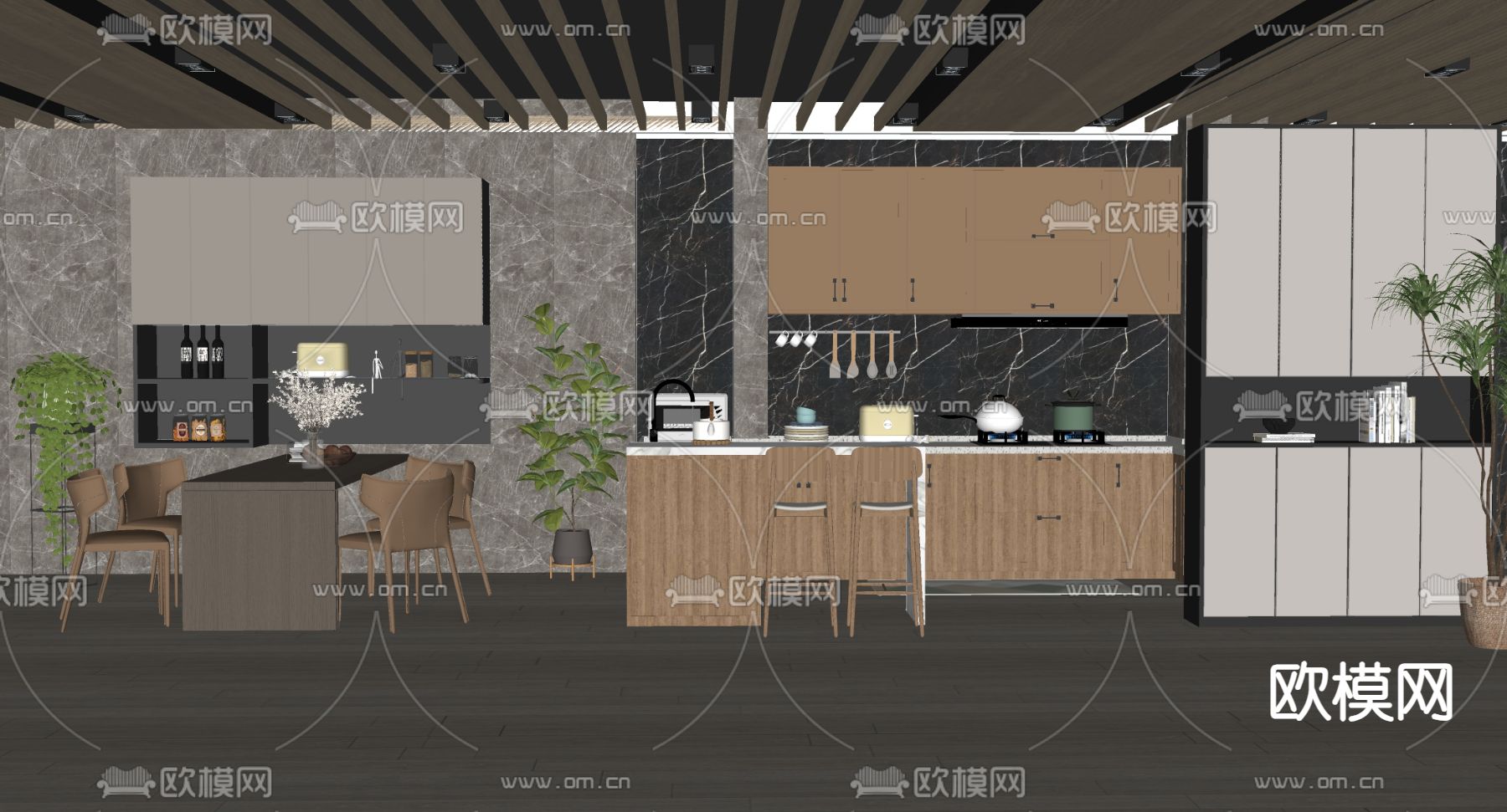 开放式厨房su模型