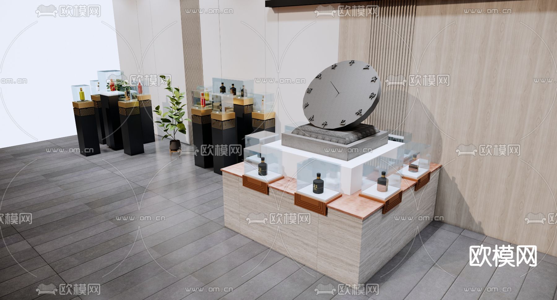 新中式酒类展台 展柜su模型