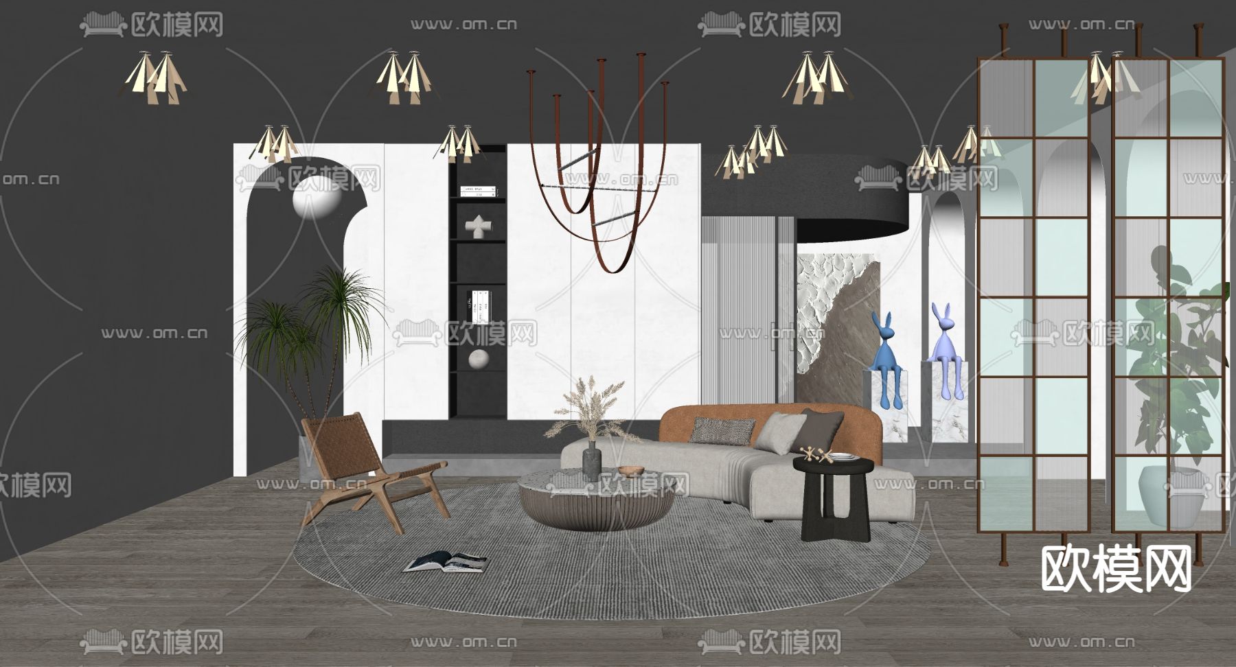 现代客厅su模型