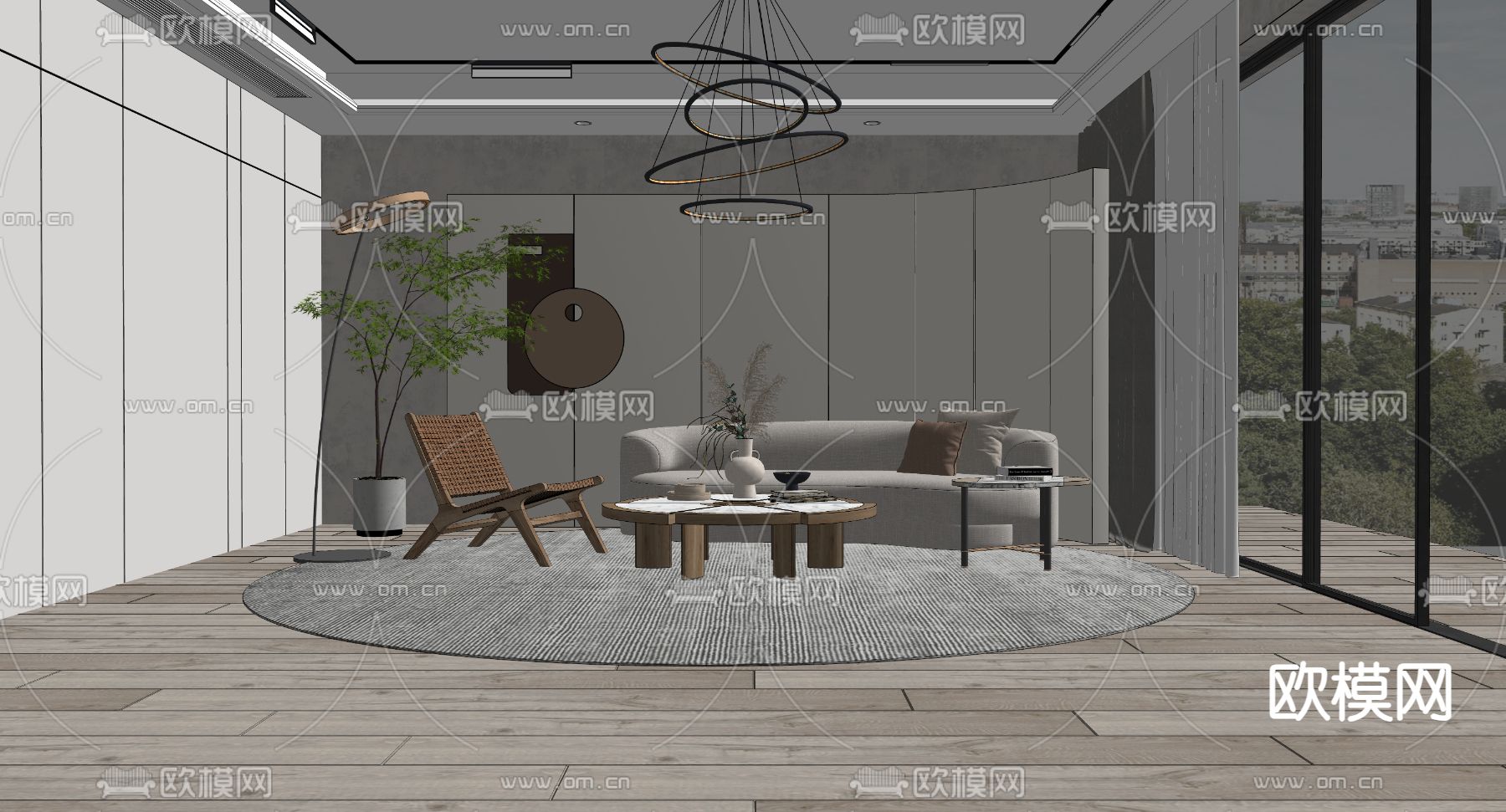 侘寂客厅su模型