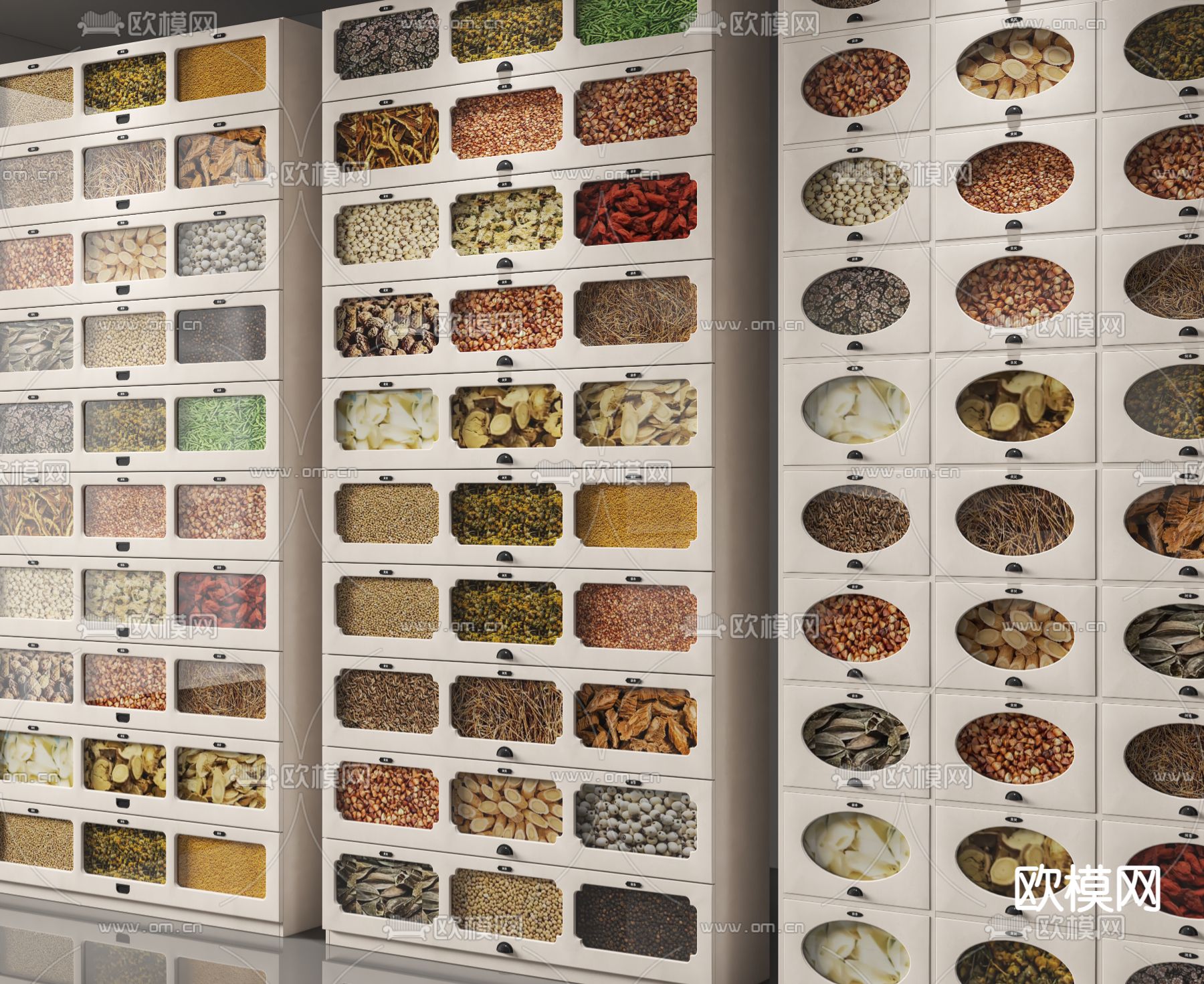 中药品柜 百子柜3d模型下载（渲染图2）