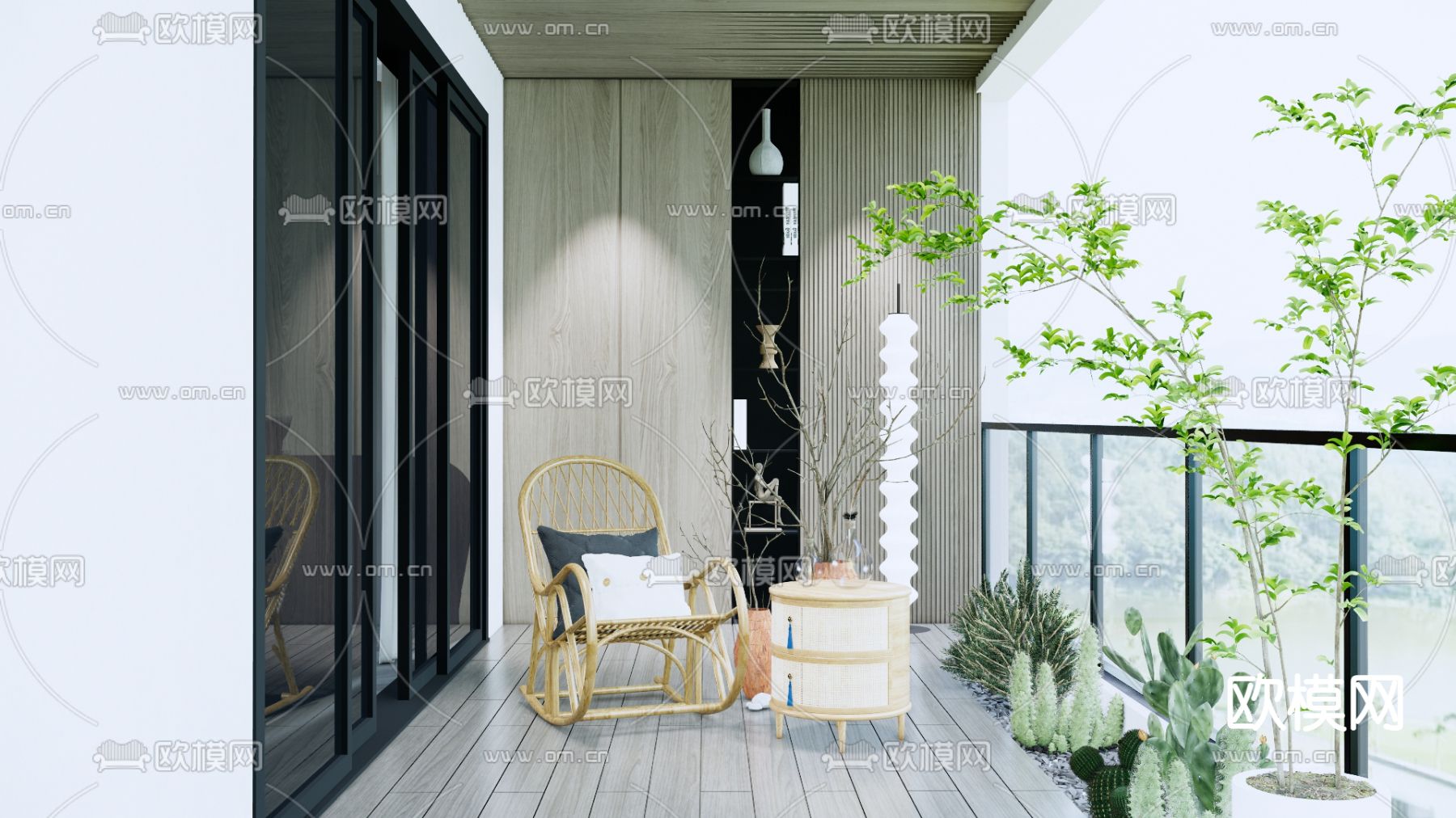 现代家居阳台 休闲阳台su模型