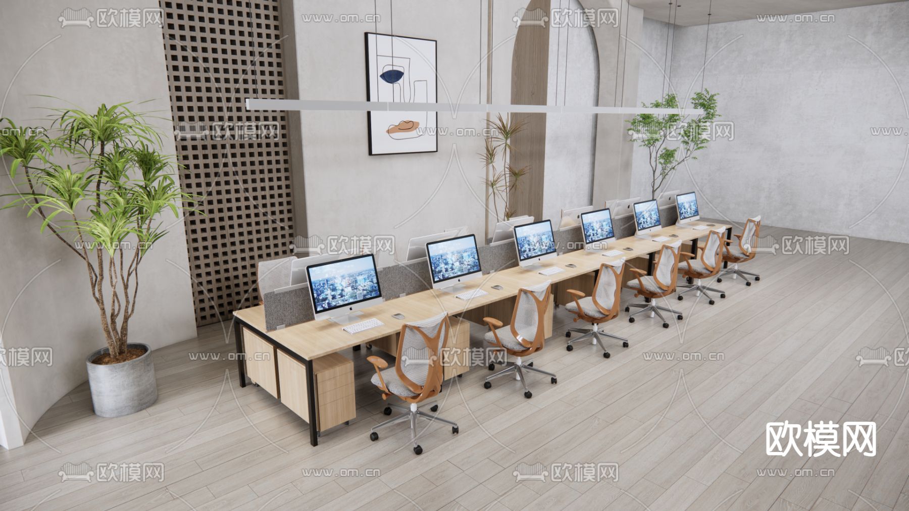 现代办公桌椅具su模型