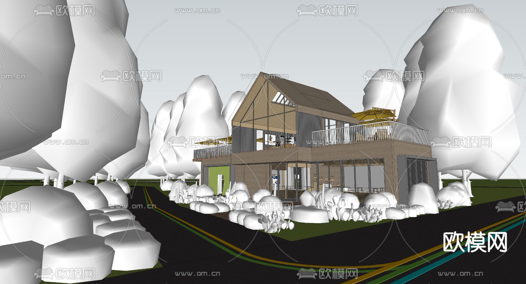 景观驿站 咖啡馆建筑su模型