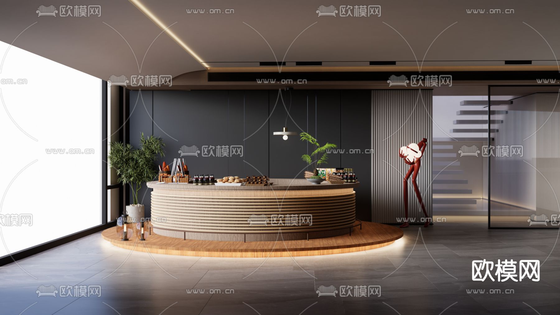 现代水吧台su模型