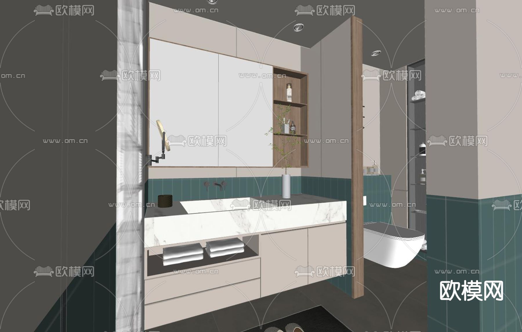 侘寂风卫生间 浴室su模型下载（渲染图2）