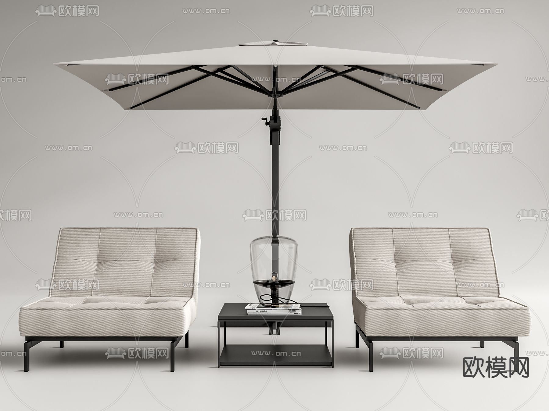 现代户外躺椅su模型下载（渲染图1）