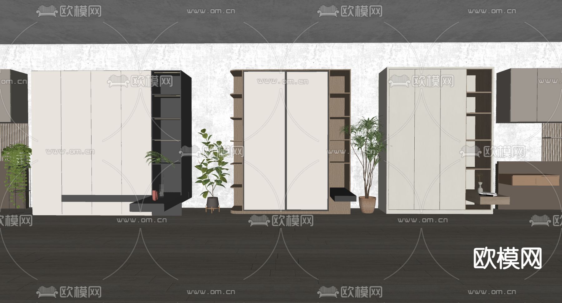 现代衣柜su模型