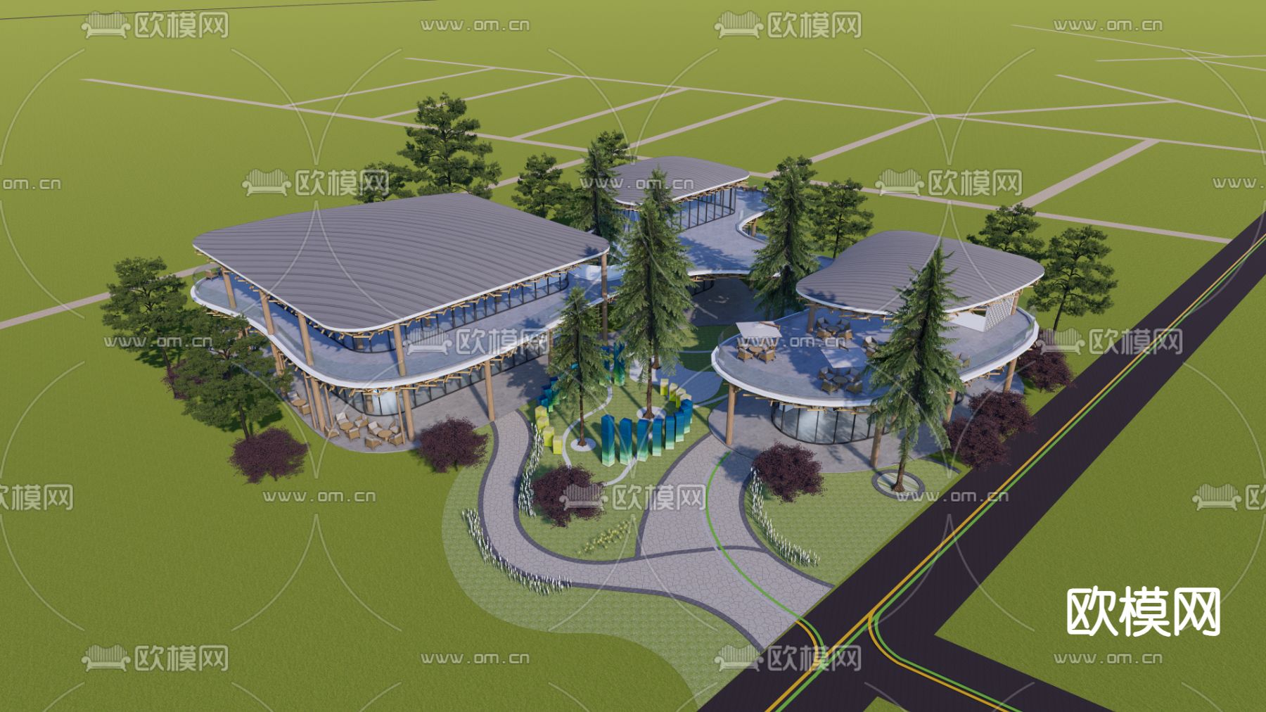 展览馆建筑 文化展示中心su模型