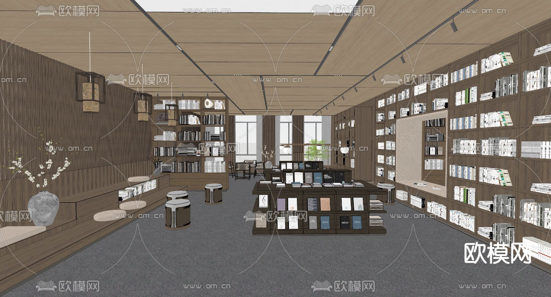 现代书店 书吧su模型
