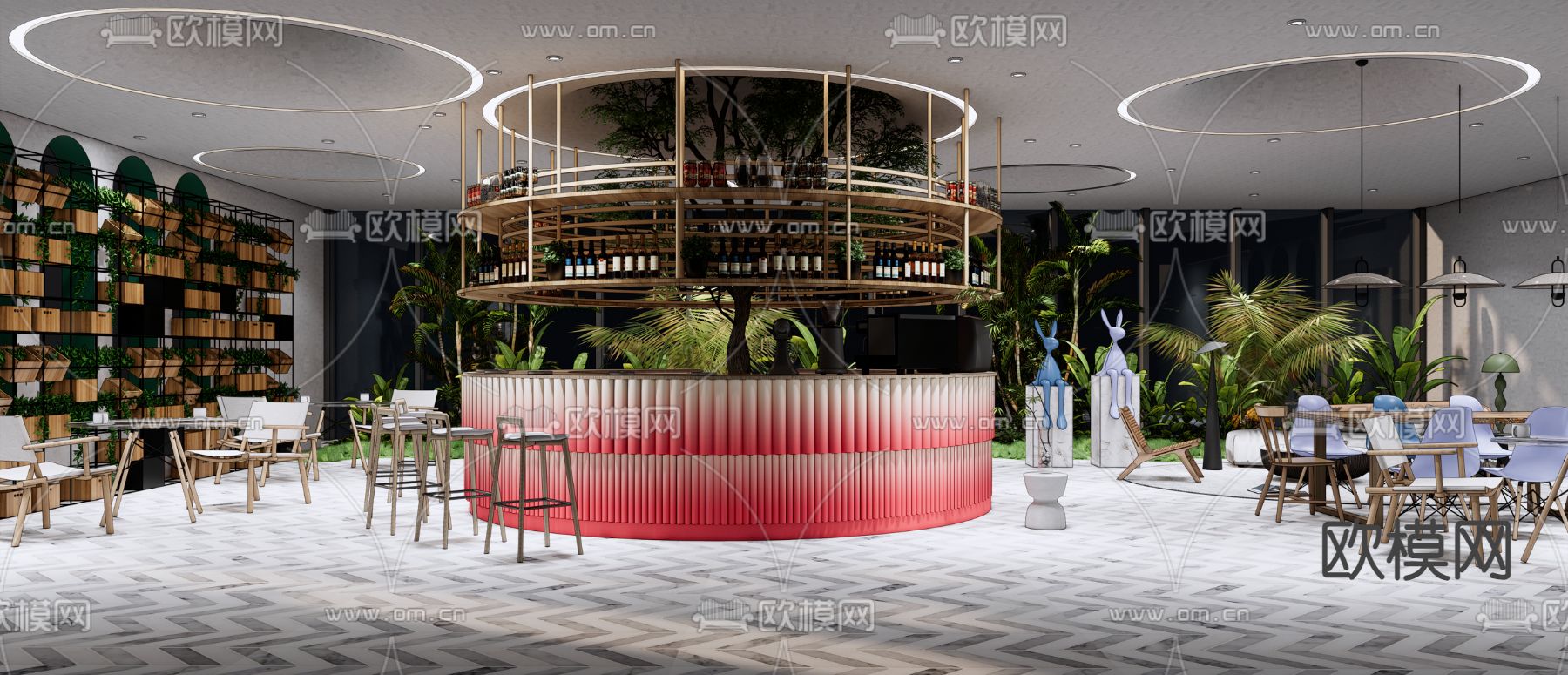 现代咖啡厅su模型