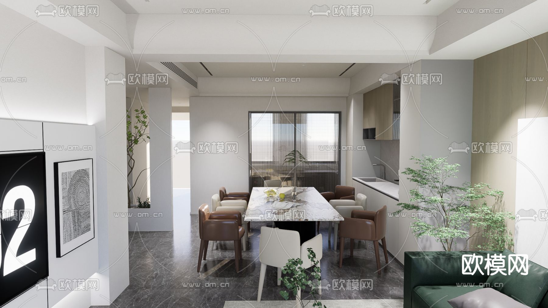 现代客餐厅su模型