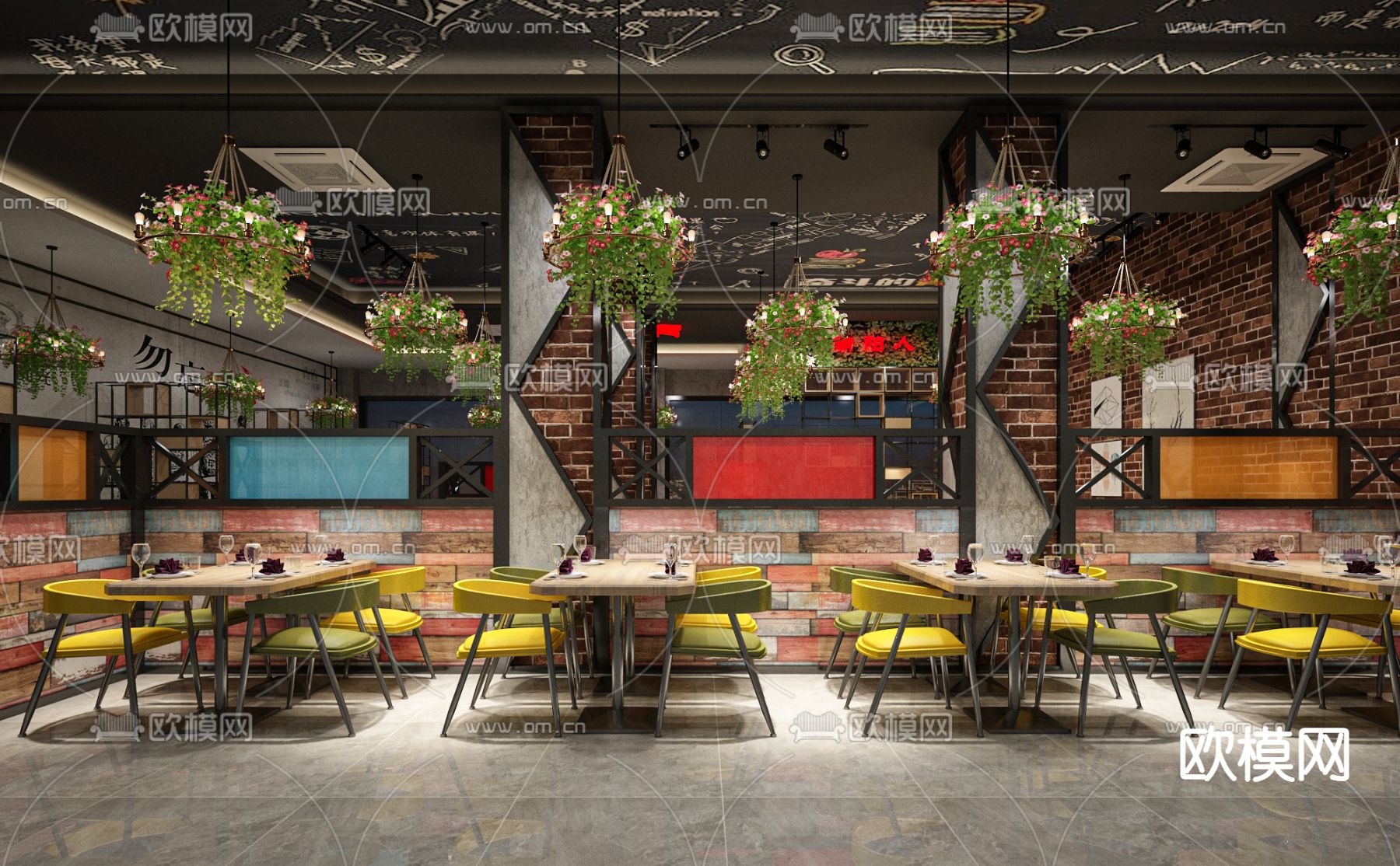 工业风快餐店3d模型下载