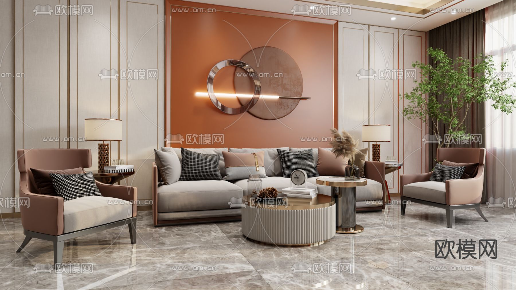 轻奢组合沙发3d模型下载