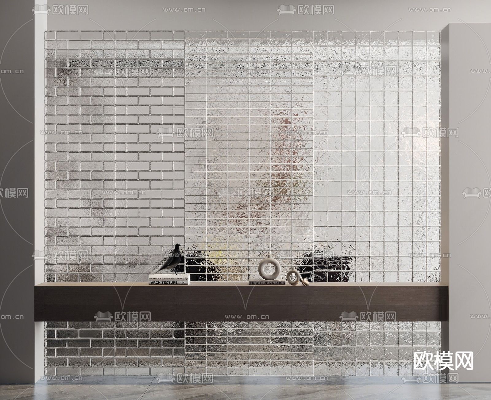 玻璃砖隔断su模型下载（渲染图1）