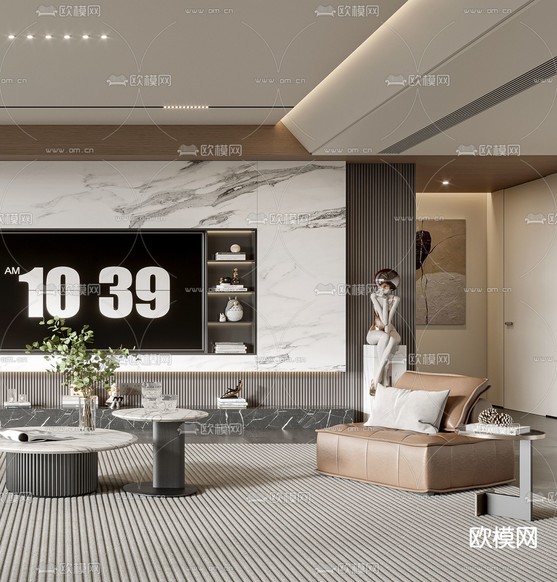 现代客厅3d模型下载(渲染图3)